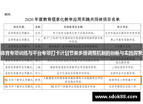 体育专项训练与平台专项打卡计划节奏多维调整机制的创新与实践探索